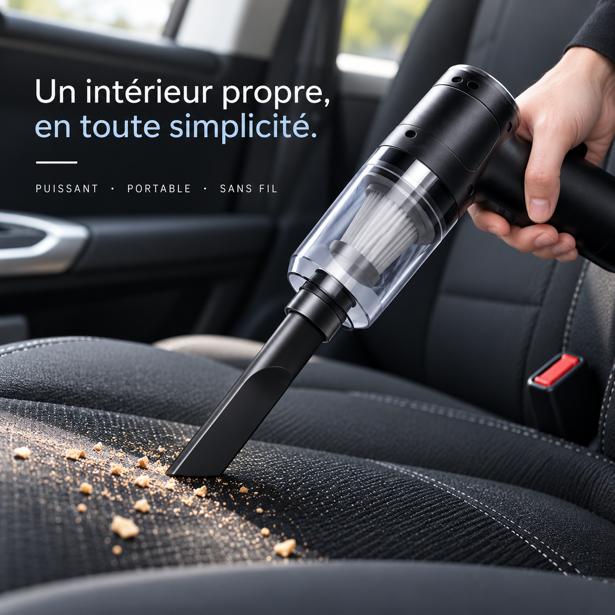 Un intérieur propre en toute simplicité : aspirateur de voiture puissant, portable et sans fil