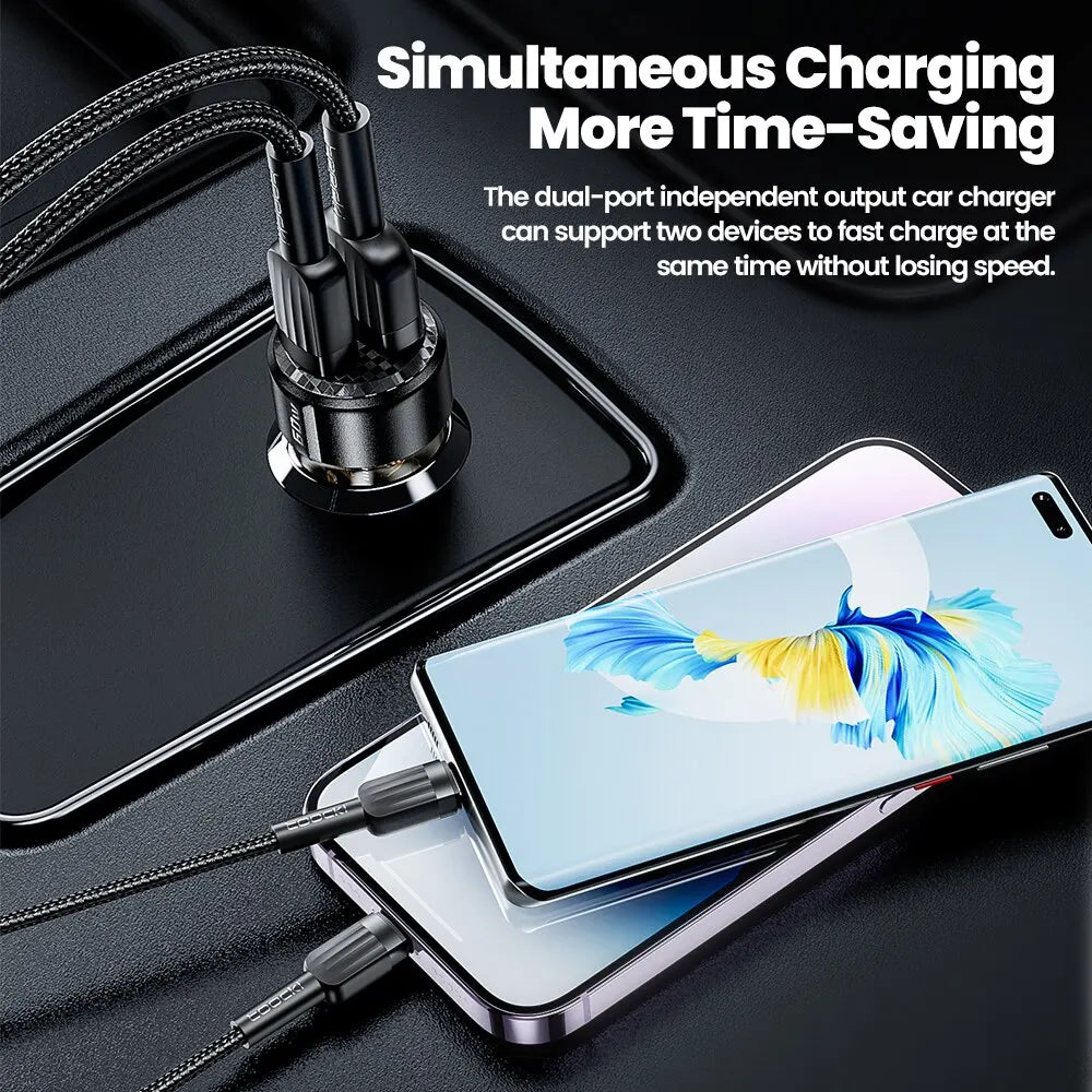 Chargeur Voiture USB-C 60W Charge Rapide – Double Port