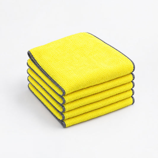 Lot de 5 microfibres jaunes épaisses à bordure grise