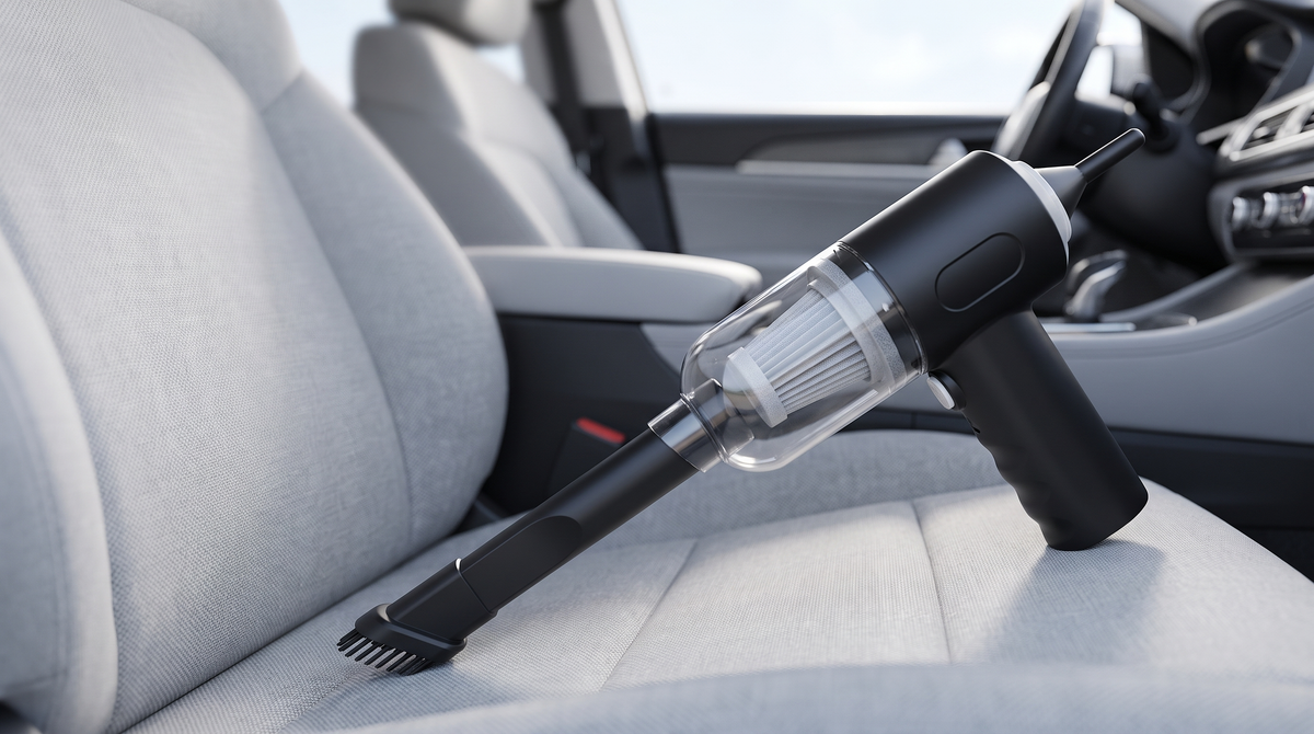 Aspirateur de voiture portable dans une voiture, cote droit